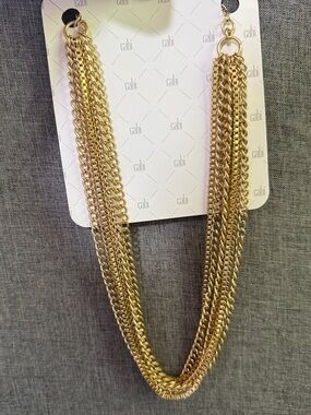 CAbi Gold-Tone Layered Multi-Chain Necklace; NWT, bag and tissue
